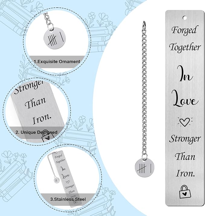 Metal Bookmark 6th Anniversary Gifts - Shejdgart Iron 6th Anniversary Gifts for Her Him Thanksgiving Christmas Valentine Day Gift for Men Women Best 6 Year Wedding Anniversary Gifts for Wife Husband
