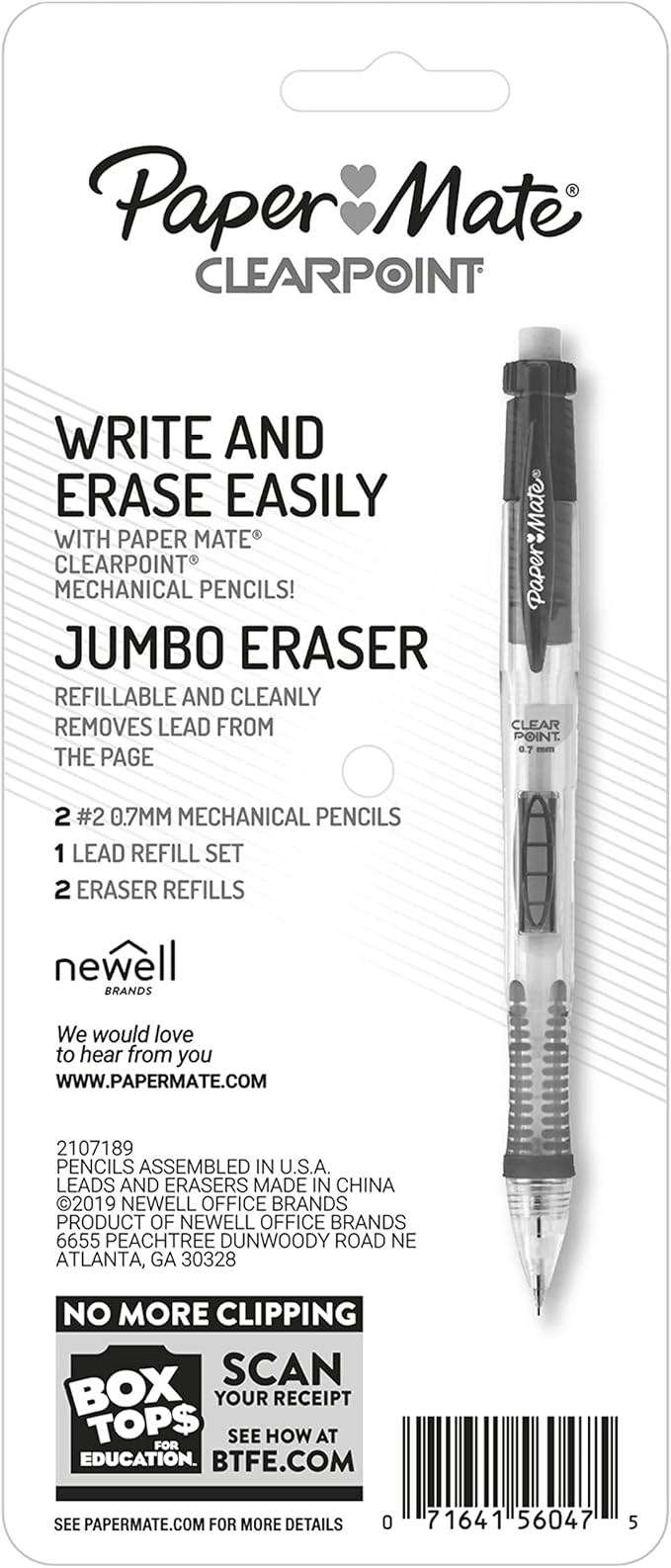 Paper Mate Clearpoint Mechanical Pencils 0.7mm, HB #2 Pencil Lead, 2 Pencils, School Supplies, Teacher Supplies, Drawing Pencils, Sketching Pencils, 1 Lead Refill Set, 2 Erasers