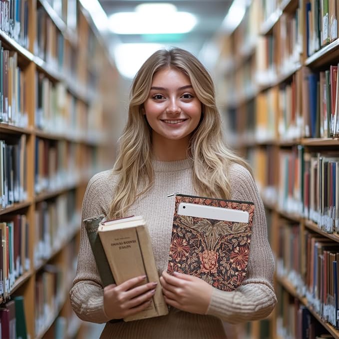 Vintage Flower Book Sleeve Book Lovers Gifts Autumn Style Waterproof Book Cover Book Accessories Book Covers for Paperbacks Book Pouch Book Protector with Front Pocket for Women Girls Readers Coworker