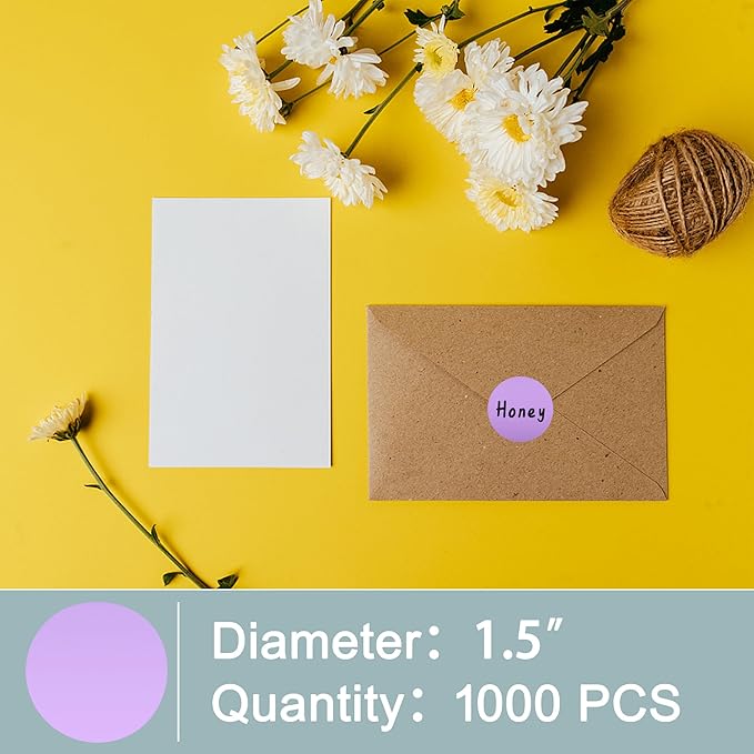 Hybsk 1.5 inch Circle Color Direct Thermal Stickers Shipping Labels for Barcodes,Name Tag,DIY Logo Design,Inventory– Compatible with Zebra,Rollo,Munbyn,and More-750 pcs (1.5 inch,Purple)
