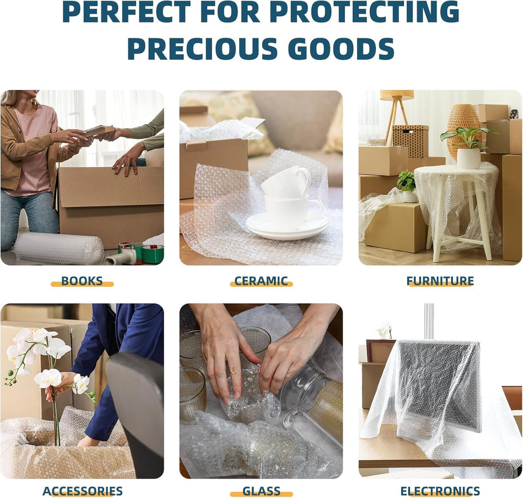 Metronic Bubble Cushioning Wrap 12 Pack 12 Inch x 432ft Total, Dense Bubble Packing Air Wrap Clear Bubble Packing Roll for Shipping and Moving Supplies, Perforated Every 12"