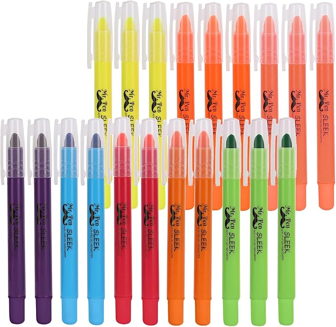 Mr. Pen No Bleed Gel Highlighter, Bible Highlighters, Assorted Colors, Pack of 20, Fluorescent Gel Highlighters