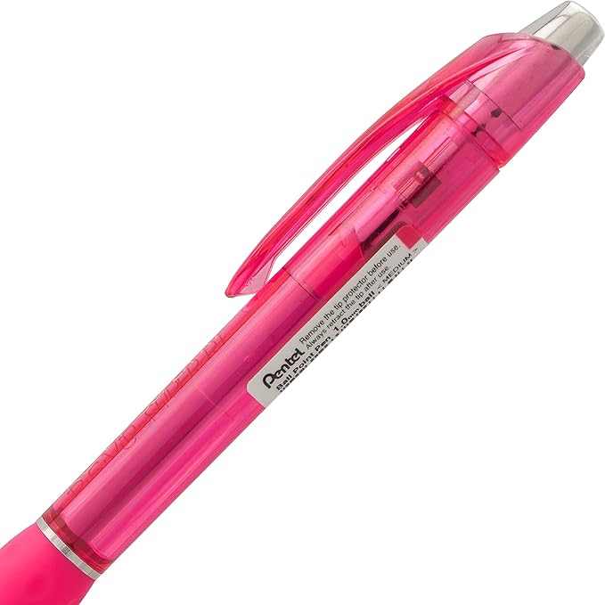 Pentel RSVP Super RT Ballpoint Pen, (1.0mm) Medium Line, Pink Ink, Pack of 2 (BX480BP2P)