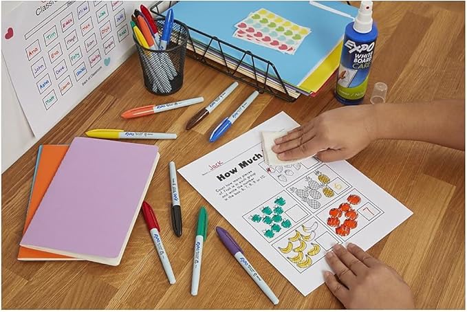 Expo Vis-a-Vis Wet-Erase Marker, Fine Point, 4-Color Set (SAN16074)