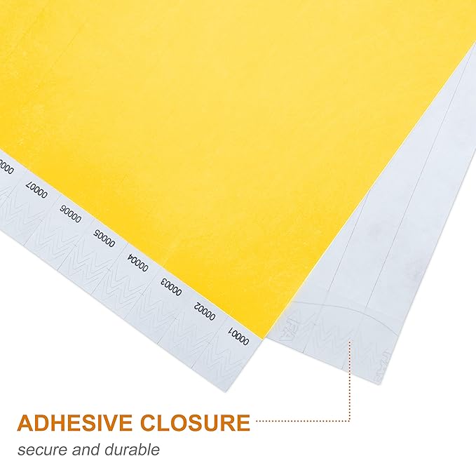 100 Pcs Wristbands, 1-100 Consecutive Numbers Waterproof Tearproof and Printable Wrist Straps Admission Bracelets Tickets (Neonyellow)