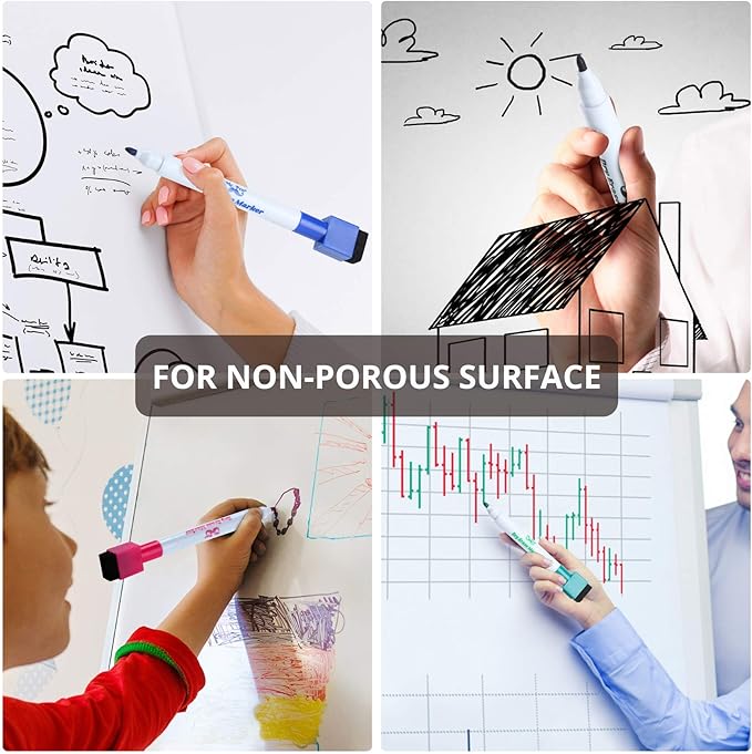 Mr. Pen Magnetic Dry Erase Markers, 8 Pack with Eraser, Magnet, Fine Tip Dry Erase Pens