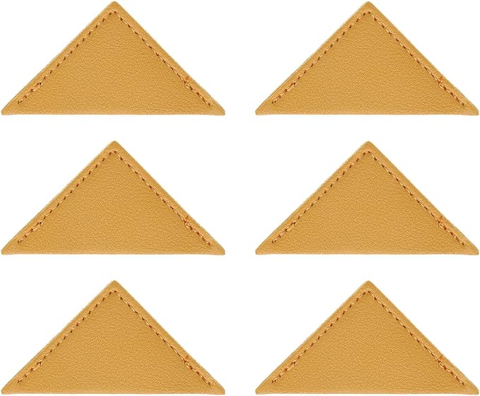 uxcell 6Pcs Leather Square Bookmarks, Corner Bookmarks Book Marks Page Markers Cute Page Clip for Men Women Teacher Reader Book Lover Writers (Ginger)
