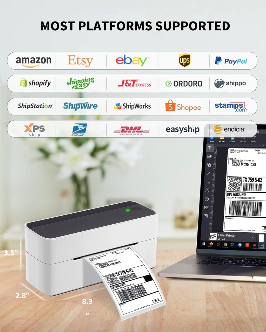 Phomemo Bluetooth Thermal Printer for Shipping Packages - Wireless Label Printers for Small Business with Phone&Pad&PC, 241BT Shipping Label Printer Compatible with Amazon, Ebay, Shopify, USPS, Temu