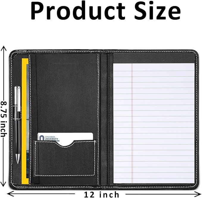 Padfolio/Portfolio Binder, Mini Padfolio Portfolio Binder 5 x 8 Legal Writing Pad, A5 Document Organizer Folder for Women, Black.