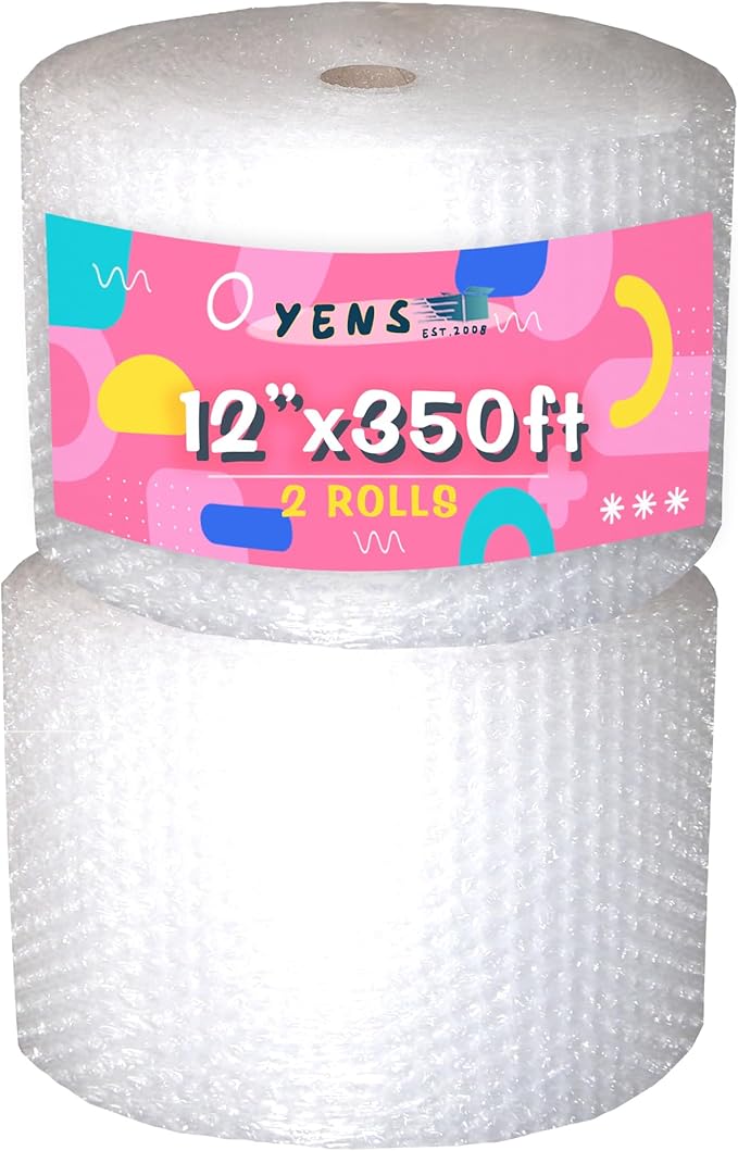 Yens Bubble Cushioning Rolls Packing Materials, 3/16" AIR Bubble,700 FT, 12 inch width Perforated every 12" (700ft- 12, Clear)