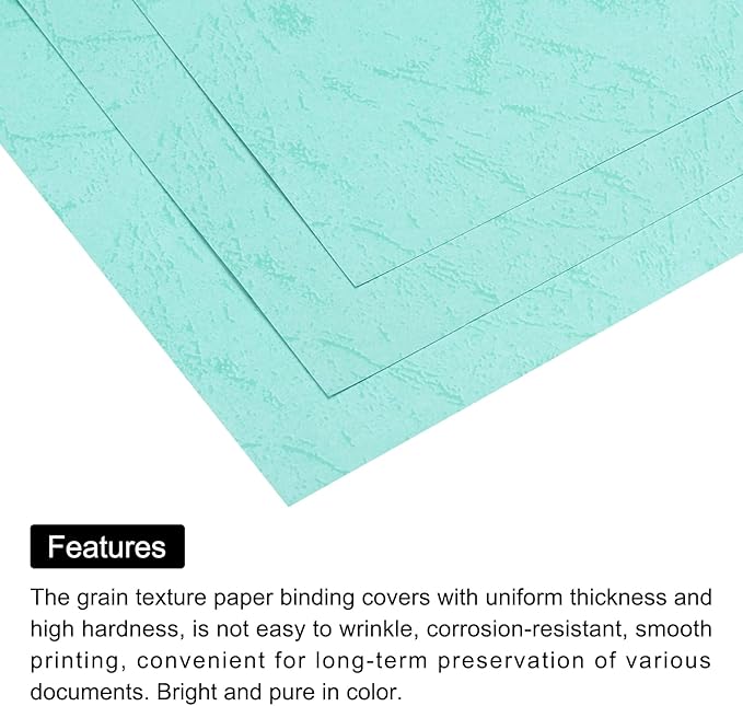 MECCANIXITY 100pcs A4 8-1/2 x 11.5 Inch Presentation Binding Covers Letter Size Leather Textured Grain Paper Un-Punched for Business Reports, Pale Blue