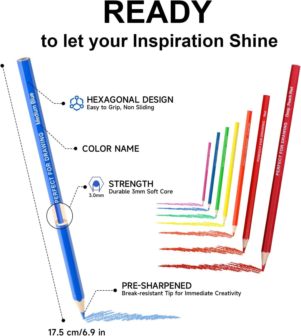 48 Colored Pencils Professional Coloring Pencil Sketch Colored Drawing Pencils Artist Color Pencil for Kids and Adults Coloring Art Color Pencils Set