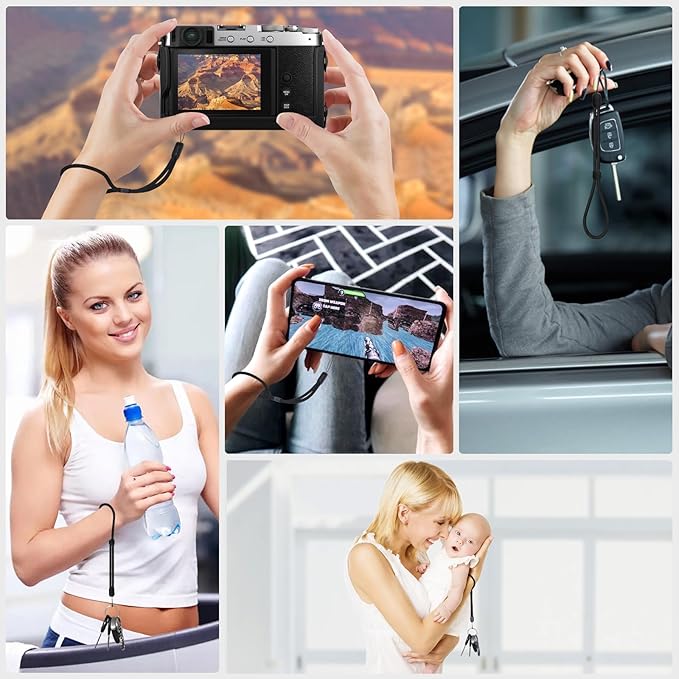 Wrist Strap Lanyard, 8 Pack Adjustable Wristlet Phone Lanyards for Keys, Cell Phone, Camera, USB Flash Drives, Flashlight, Keychain, ID Name Tag Badge(Black)