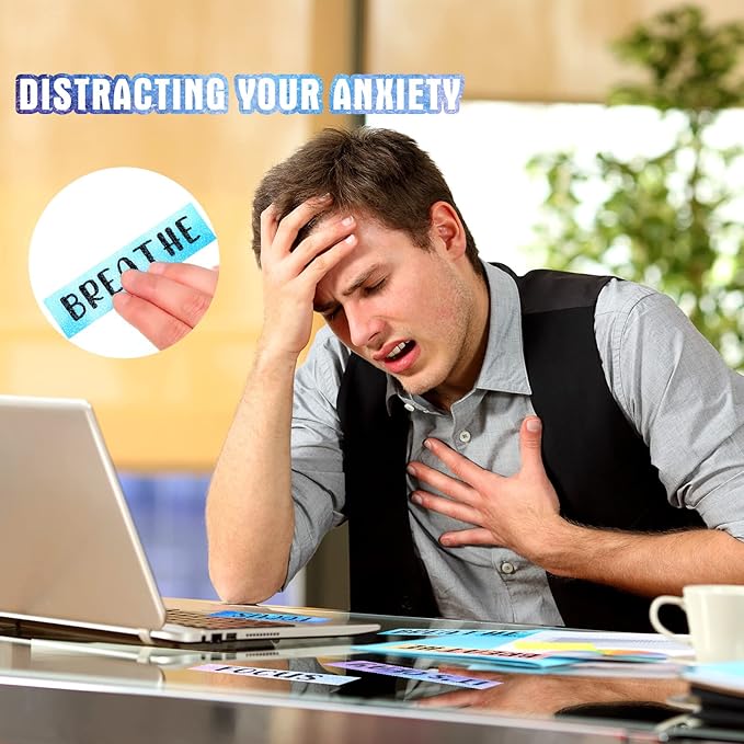 Laumoi 50 Pcs Anxiety Sensory Stickers Textured Calming Strips Tactile Rough Sensory Calm Stickers Adhesive Textured Tape Fidget Pack Anti Stress Strips for Adults(Watercolor Style)