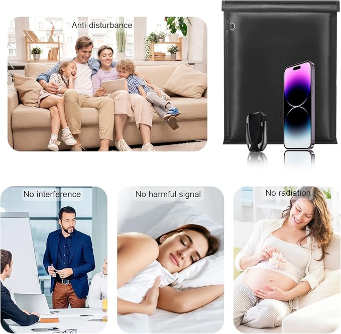 5 Pack Faraday Bags- Large Faraday Cage, Anti-Tracking Faraday Bag for Laptops & Tablets & Phones & Car Keys, RFID Signal Blocker Faraday Pouch, Fireproof & Waterproof Faraday Key Fob Protector