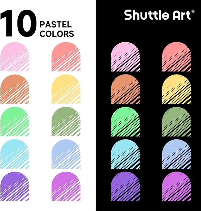 Shuttle Art Colored Retractable Gel Pens, 10 Pastel Ink Colors, Cute Pens 0.7mm Fine Point Quick Drying for Black Paper Writing Drawing Journaling Note Taking School Office Home