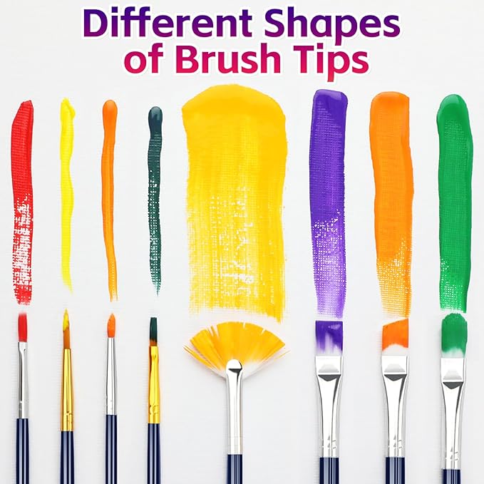 Paint Brushes Set, 20PCS Painting Brushes Different Types of Brushes for Acylic Paint, Watercolor, Oil, Paint Brushes Bulk for Nail, Face Art, Craft, Rock Painting and School Project