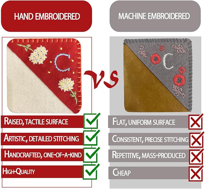 Personalized Hand Embroidered Corner Bookmark, Bookmarks for Women, Personalized Bookmark for Books, Cute Flower Book Mark, Hand Stitch Gift for Women for Book Lovers by HNQCPCVU (D, RED)