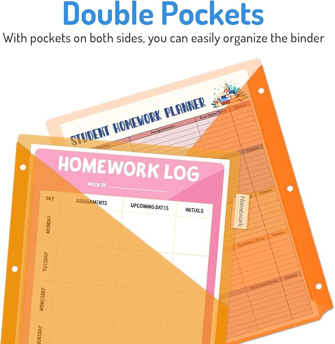 Forvencer 8 Count Dividers with Pockets, 8 Tab Dividers for 3 Ring Binder with Pockets, Subject Dividers with Pockets, Premium Quality Notebook Dividers with Pockets, Vintage, 1 Set