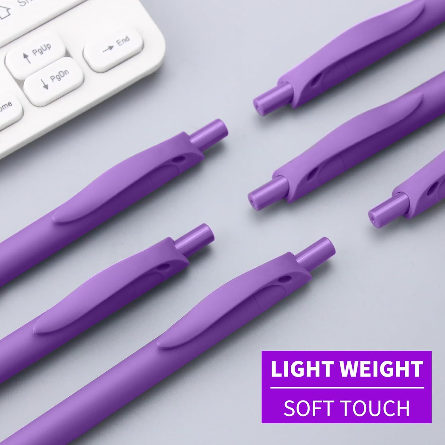 deegtran Retractable Ballpoint Pens, 50 Pack, Medium Point, Purple Ink, Soft Grip, No Bleed, Smooth Writing, Retro Style, Unisex, Ambidextrous