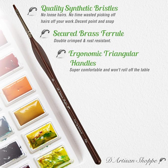 Small Paint Brush Set Craft. 4 pc Flat Paint Brushes for Acrylic Painting Size 0. Model Brush for Dry Brushes Warhammer 40K, Paint by Numbers, Mini Detail Hobby Art Touch Up Miniature Painting