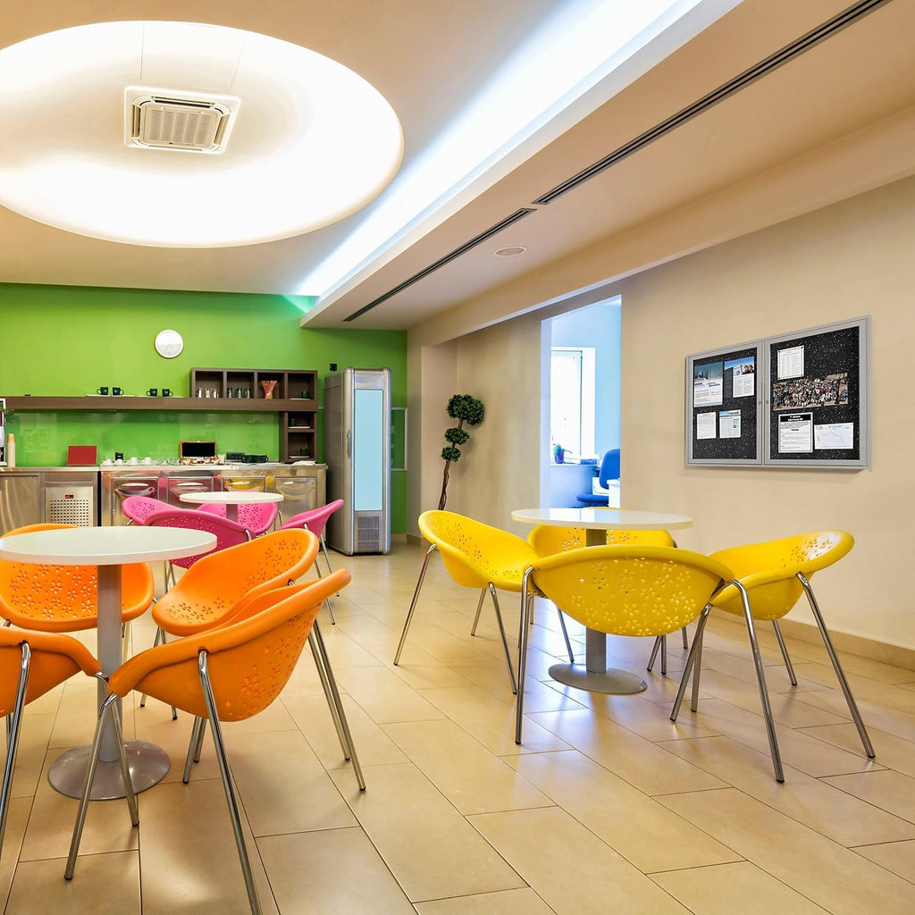 Ghent 36"x60" 2-Door indoor Enclosed Recycled Rubber Bulletin Board, Shatter Resistant, with Lock, Satin Aluminum Frame,Confetti (PA23660TR-CF ) ,Made in the USA