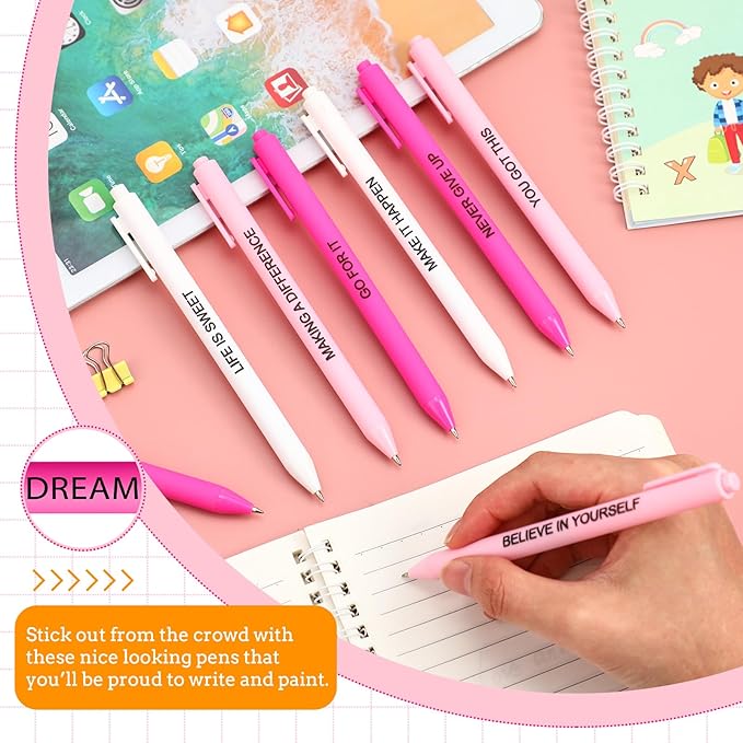 50 Pcs Gel Ink Pens Motivational Inspirational Quote Pen Retractable Rolling Ball Smooth Writing for Coworkers Supplies Office Home(Elegant Color,Boss Lady)