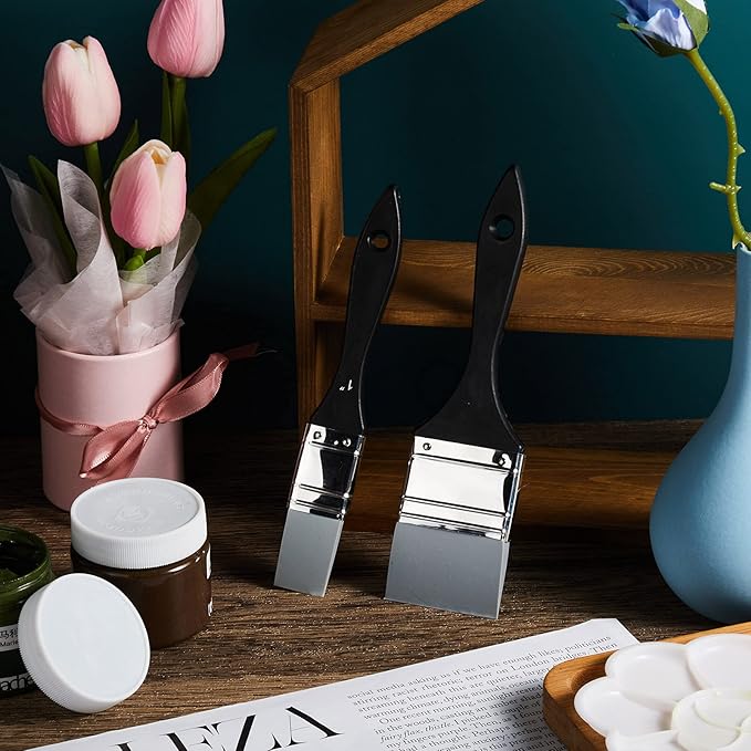 Outus 2 Pieces Silicone Painting Brush Color Shapers for Painting Color Shaper Tool Pointed Edged Solid Flat Flexible and Water Based Drawing Tool for Move Remove Acrylic Paints(1 Inch, 2 Inch)