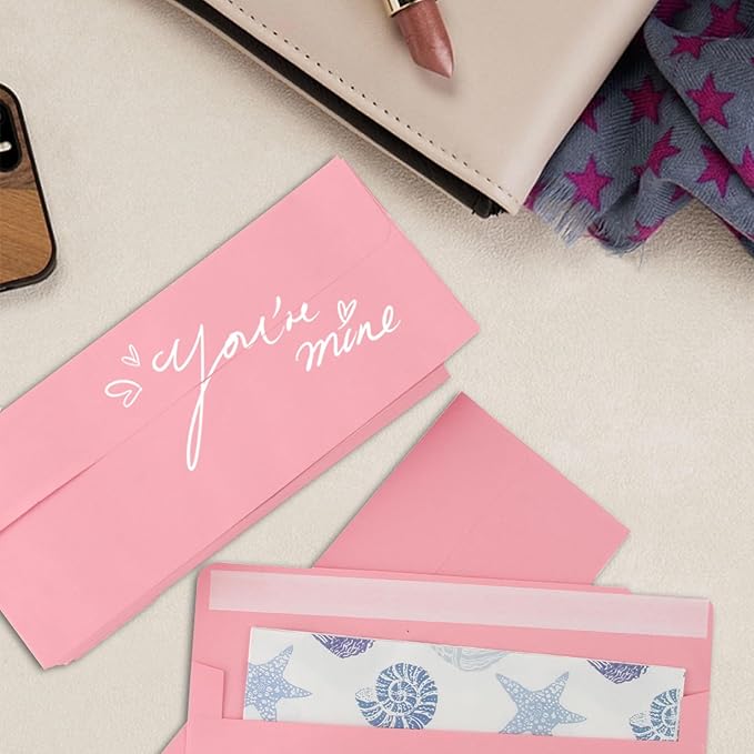 50 Packs 5x7 Envelopes,Pink A7 Envelopes,5x7 Envelopes for Invitations,Envelopes Self Seal for Weddings,Greeting Cards, Mailing, Invitations, Photos, Postcards，Printable Invitation Envelopes