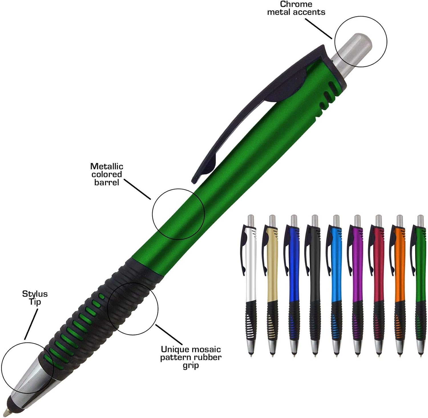 Personalized Pens with Your Custom Logo or Text-250 Pack Bulk-for Businesses, Parties, and Events, 2 in 1 Capacitive Stylus & Ballpoint Pen Compatible with Most Touchscreen Devices, Gold