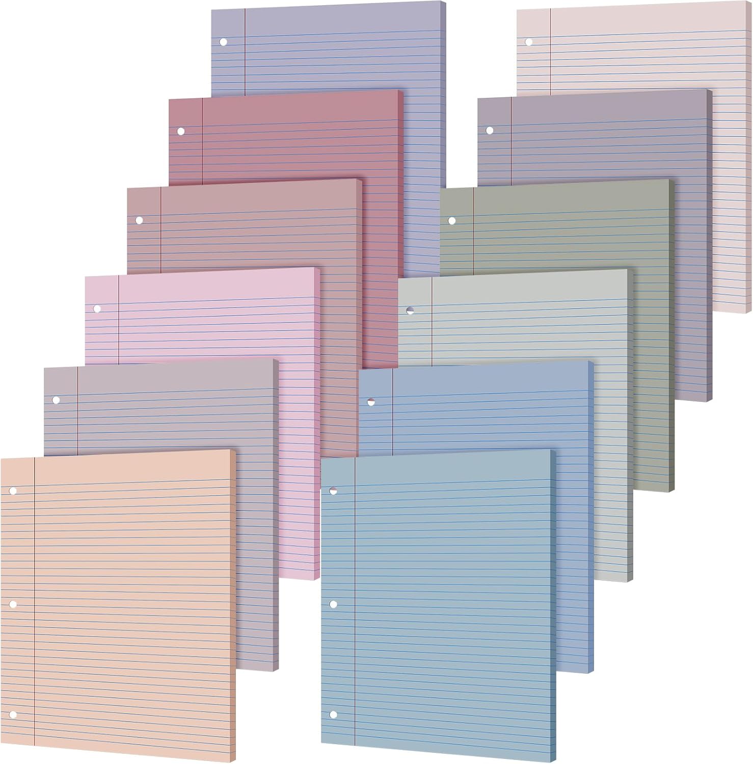 PerKoop 600 Sheets Colored Loose Leaf Paper 8.5" x 11" college ruled Lined 3 Hole Punched notebook Filler Paper for 3 Ring Binders Office School Supplies (Sweet Color)
