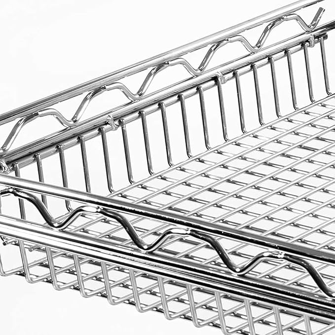 Seville Classics UltraDurable NSF Commercial Heavy Duty Metal Rolling Utility Cart, w/ Steel Shelves, Handle Bar for Restaurant, Garage, Warehouse, Kitchen, Office, Deep Top Basket (34.75"W x 18.25"D)