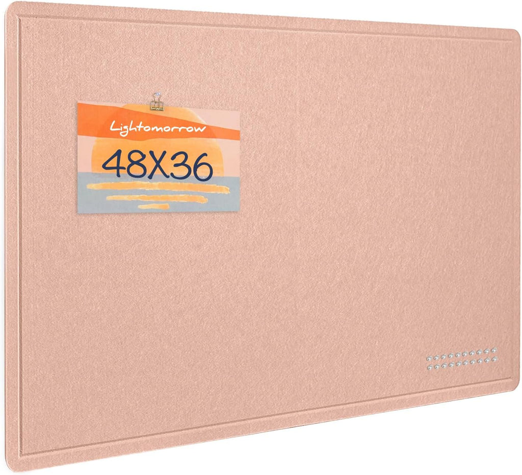 Large Bulletin Board - 48 x 36 Inches, Decorative Felt Pin Board for Wall - 4' x 3' Foldable Photo Display Board with Self-Adhesive Tape,Includes 20 Push Pins - Mauvey Pink