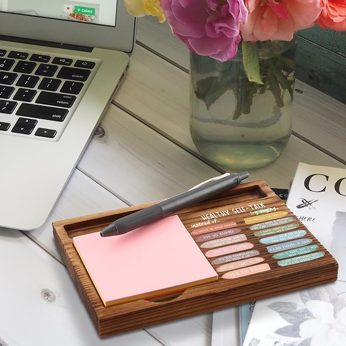 vizuzi Healthy Self-Talk Growth mindset Mental Health Sticky Note Holder, Therapy Office Decor, Gifts for Psychotherapy Therapist Counselor Office Decor CBT Self-Stick Note Pad Holders ZSS35