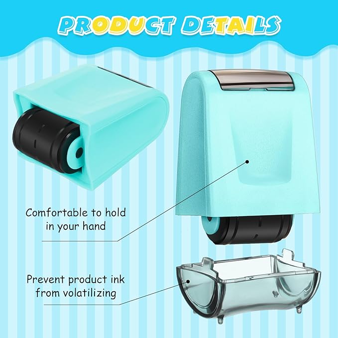 Sherr 2 Handwriting Line Stamp Roller Dashed Handwriting Lines Practice Roller Stamp for Kids, Teachers Kindergarten Education Classroom Back to School Need(2.72 x 2.44 x 1.54 Inch,Light Blue, Pink)