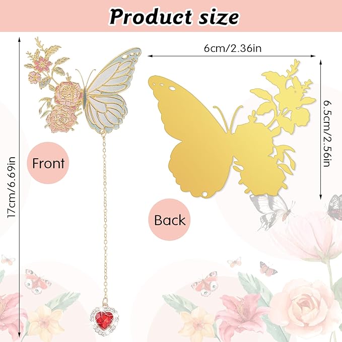 Butterfly Bookmarks for Women GjinxiCute Funny Metal Flower Bookmark Creative Tassel Book Marks Hollow Trim Page Markers Creative Exquisite Gifts Pendant Book-Markers Children's Day Present