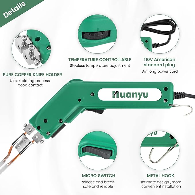 Huanyu Foam Cutter Hot Knife Styrofoam Cutter Electric Heat Knife Cutting Tool, 150W 600℃ Foam Cutter 4" Straight Blade for EPP, EPS, XPS, EVA, EPE, KT Board, Sponge