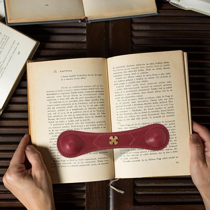 Weighted Bookmarks Book Weight Page Holder Genuine Leather Book Open Holder for Men Women Gift for Writer Reader (BPH02-Navy)