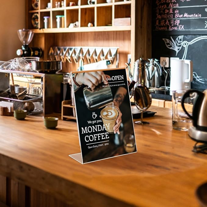 Acrylic Sign Stand Holders - 8.5 x 11 Inches Clear Plastic Table Paper Display Stand, Suit for Displaying Posters, Picture, Flyers, Menu - 24 Pack