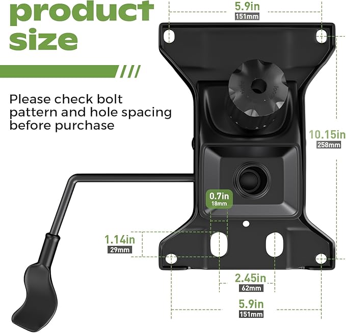 Heavy Duty 500lbs Office Chair Tilt Control Mechanism Replacement Parts, 10.15" L x 5.9" W, Office Chair Swivel Lift Base, Adjustable Chair Height and Tilt Angle, Black