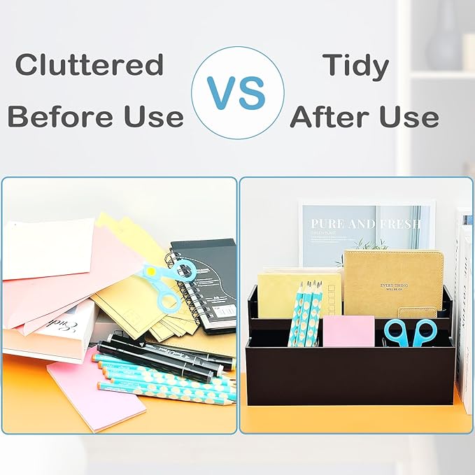 Mail Organizer, Mail Holder with 5 Slots, Modern Mail Sorter Basket for Countertop, Acrylic Desktop Bill Letter Envelope Holder, Black