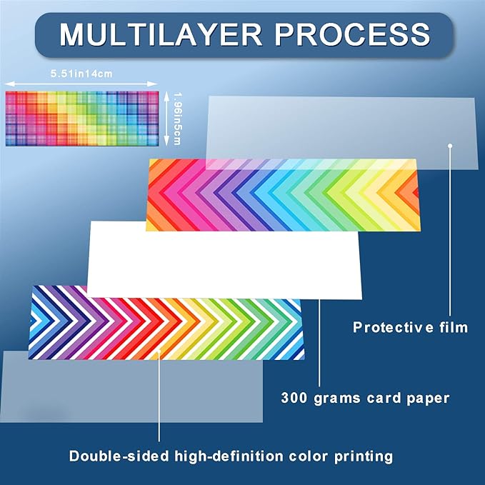 Kids Laminated Book Markers Optical Bookmarks Reading Bookmarks Creative Colored Bookmarks for Teacher Student Kids Classroom School Office Stationery Supply (100 Pieces)