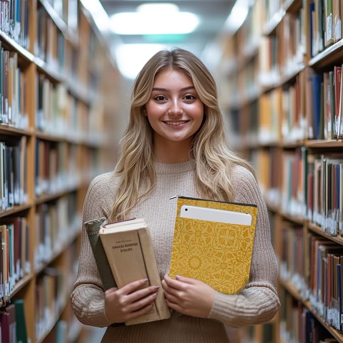 Vintage Flower Book Sleeve Book Lovers Gifts Autumn Style Waterproof Book Cover Book Accessories Book Covers for Paperbacks Book Pouch Book Protector with Front Pocket for Women Girls Readers Friend