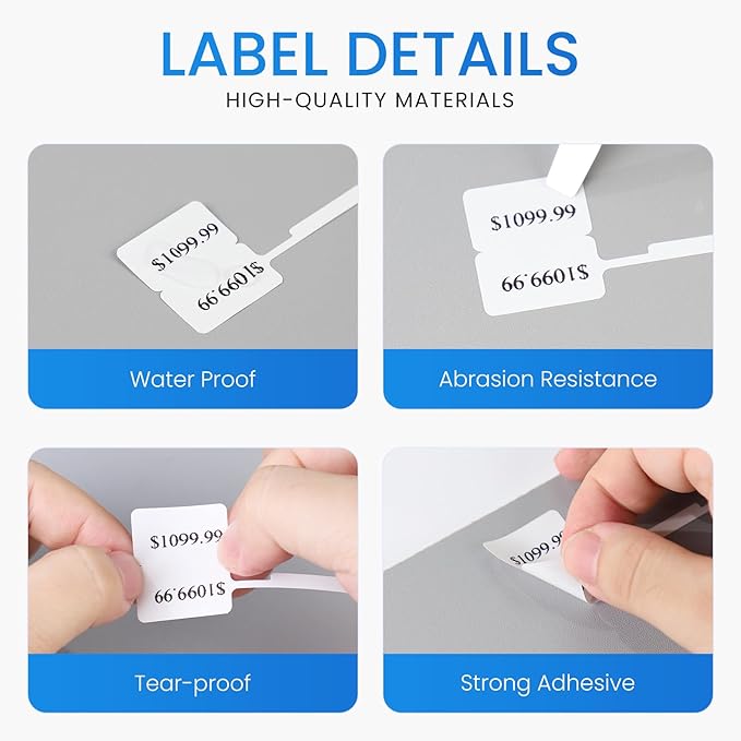 Jewelry Price Label Tags Roll Compatible with Clabel Label Maker,White Stickers Thermal Paper Self-Adhesive Rectangle Tape,600 PCS Labels 6 Roll 1.18x2.75 Inch (30x70mm) for Necklace Earring Identify