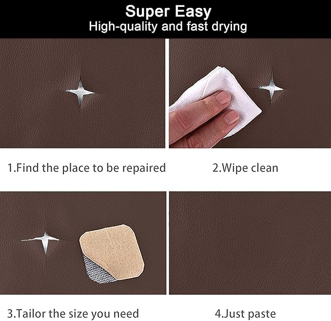 CHEIGHY Self-Adhesive Leather Repair Patch Kit for Furniture, Sofas, Car Seats, Chairs, Shoes - 17x79 Inch Light Brwon PU Leather Repair Tape for Couch (Waterproof, Durable, Easy to Use)