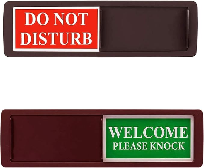 Privacy Sign - Do Not Disturb/Welcome Sign for Home Office Restroom Conference Hotel Hospital, Non-Scratch Magnetic Slider Door Indicator Sign Whether Room Vacant or Occupied (Black)