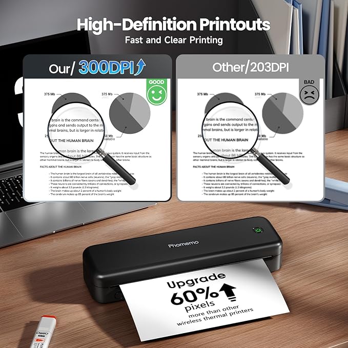 Phomemo Portable Printers Wireless for Travel [Upgraded],M834 Bluetooth Thermal Printer 8.5" x 11"& A4 Size,Inkless Mobile Printer with Carry Case for Travel,Office,School,Car,Home