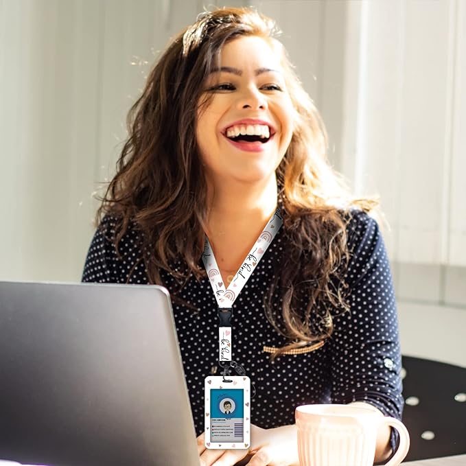 Be Kind Lanyards for Id Badges, Cute Rainbow Badge Reel Heavy Duty with Carabiner Clip, Fashionable ID Badge Holder with Breakaway Lanyard, Teacher Nurse Office Christmas Gifts