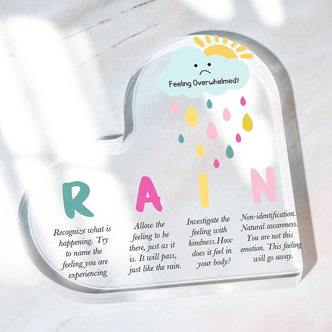 Mindfulness Technique Decor, Mental Health Rain Method Anxiety Coping Strategies Decorations for School Counselor Therapy Office Decor for Teacher Therapist Parents Counselor