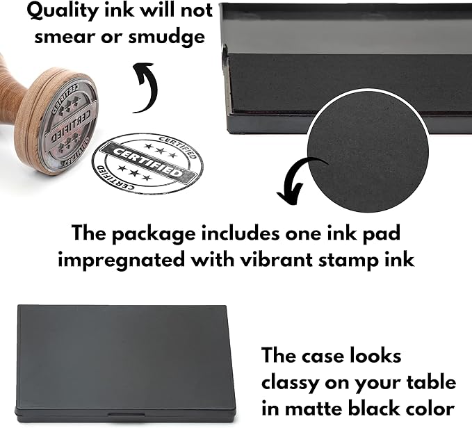 Ink Pad for Rubber Stamps, Stamp Pad for Clear Impression Stamping, Quality Felt Pad Black Ink, Red Ink, Blue Ink (Black, M (2.7 * 4.3))